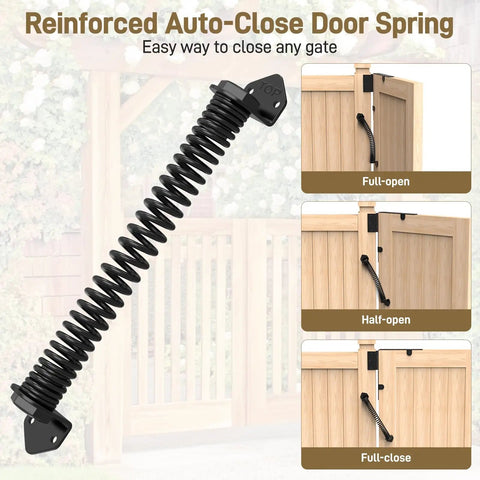Anti Sag Gate Kit Two Pack Heavy Duty Fence Gate Hardware For Sag Free Smooth Open And Close Provides Strong Post Support And Easy Installation For Durable Gates, black steel auto-close spring gate hardware