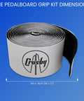 Grip Kit For Pedalboards With 10 Feet Of Heavy Duty Hook And Loop Tape showing rolled tape and dimensions in blue background