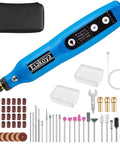 Esakoya cordless rotary tool, blue handheld kit with 75 accessories, case and USB-C charging.