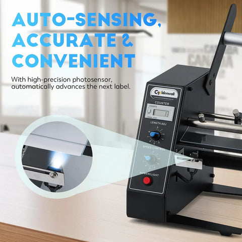 Automatic Label Dispenser For Adhesive Sticker Rolls Delivers Dead Simple Auto Peel And Smart Sensor Counting With Adjustable Speed Settings For Busy Offices And Shipping Rooms, featuring high-precision photosensor.