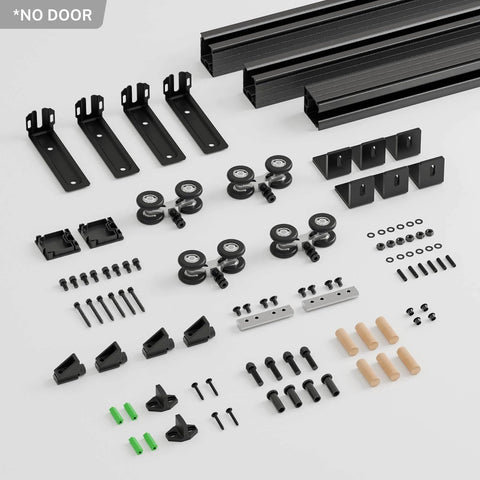 8 Ft Ceiling Mount Box Rail Barn Door Hardware Heavy Duty Sliding Track Kit For Double Doors Aluminum Alloy components