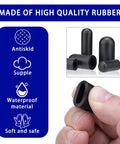 Close-up of hand holding rubber cap from Ultimate Automotive Silicone Vacuum Tubing Kit With 184 Piece Set For DIY Car Projects