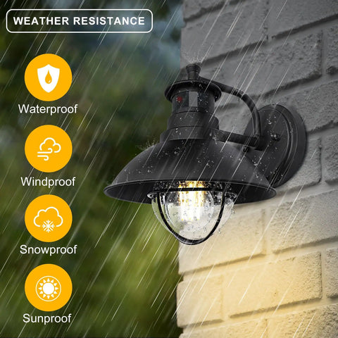 Motion Sensor Outdoor Light With Dusk To Dawn Sensor And PIR Motion Trigger in rain, waterproof wall lantern for porch yard and patio