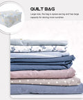 Level Up Your Storage With This Heavy Duty Cotton Quilt Bag Featuring Secure Zipper Seals and Sturdy Handles to Hold Blankets Linens and Seasonal Gear Folds Flat for Easy Shelving Reduces Clutter Instantly Makes Packing Relocations A Breeze with stacked linens.