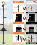 Comparison infographic showing Squirrel Proof Bird Feeder Pole Kit, 92 Inch Height with 9 Prongs Base against standard poles.