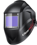 Internal Control Auto Darkening Welding Helmet With True Color Solar Powered Hood, sleek black design, side view.