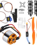 Rad RC Fixed Wing Upgrade Pack Featuring 2212 1400KV Brushless Outrunner Motor With 30A Electronic Speed Controller XT60 Port 9G Micro Servo And Matching Propellers includes motor, ESC, servos, and propellers.