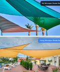 Built Tough All-In-One Sun Shade Sail Hardware Kit With M5 Stainless Steel Hooks And Fasteners in use on patio and garden.