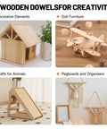 Images showcasing uses of Heavy Duty 20 Pack Wooden Dowel Rods 3/8 X 15 Inch Round Unfinished Hardwood Sticks for crafts.