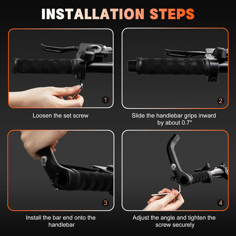 Installation steps for Upgraded Ergonomic Bike Bar Ends Extension For 21.5 To 22.2 Mm Handlebars Aluminum Alloy Lightweight MTB