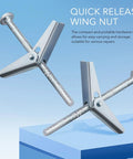 Close-up of two metal wing nuts from the Wing Nut And Toggle Bolt Kit With 20 Metal Drywall Anchors And 1 Eighth Inch Thread Inserts.