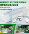 Outdoor Patio Garden Misting System With 50 Ft Line And 17 Nozzles Preassembled Misters Water Filter Brass Adapter display
