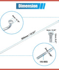 Diagram showing dimensions of 14G J Bend Galvanized Bike Spokes 305mm 12 Inch With Brass Nipples 36 Piece Replacement Kit