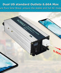 Top Tier 500 Watt Pure Sine Wave Power Inverter with LED display and dual US outlets, perfect for RV and camping use.