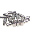 Fifteen Piece Nickel Brass Location Fix Pin Screws Lock Tight On Camera Quick Release Cheese Plates And Top Handles For A Clutch Shooting Rig Setup No Sweat, silver nickel brass screws laid out.