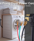Heavy Duty 4 Prong Dryer Cord 30 Amp Appliance Power Cord 10 Feet With 4 Color Wires And O Ring Terminal Connectors