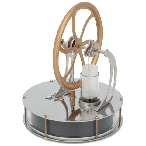 Low Temperature Stirling Engine For Coffee Mug Power, Easy Start Steam Engine Model displayed on a reflective surface