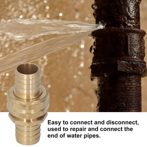 Arythia 3 Pack Solid Brass Garden Hose End Repair Kit with Male Female Connectors For 5/8 Inch And 3/4 Inch Tubing, Leak Proof Fittings To Fix Cracked Hoses Fast No Messy Glue Needed Save Cash Today, brass hose fitting connected to leaking pipe