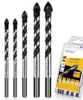 TITGGI 6pc masonry drill bit set with carbide tips, 1/4–1/2 in, front view with case