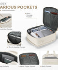 Underseat Personal Item Travel Bag For Airplanes Lightweight Weekender Duffle With A 15.6 Inch Laptop Compartment Beige pockets