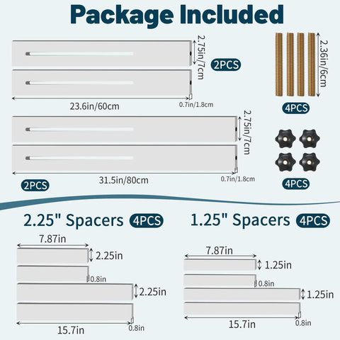 Image showing contents of Dope Juice Groove Router Jig With 8 Spacers, Adjustable Groove Jig For Cutting Boards Up To 22x29 Inches, Wooden Router Guide.