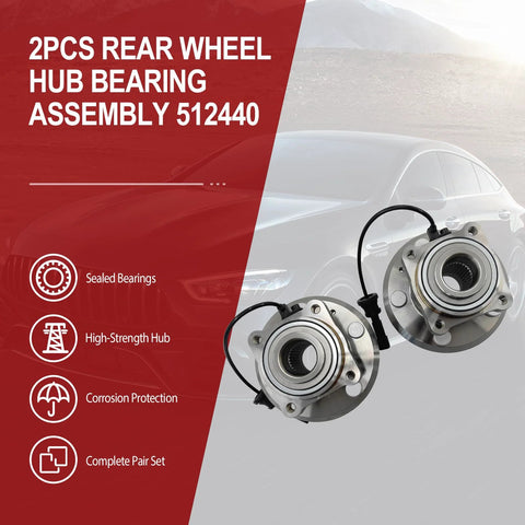Rear Wheel Hub Bearing Assembly Set Of 2 Model 512440 For Chevy Equinox And GMC Terrain With ABS 2010 2017 displayed on car graphic