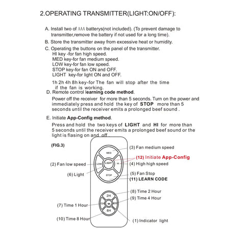 Diagram and instructions for Smart WiFi Ceiling Fan Remote Kit With Alexa Google Assistant And Smart Life App No Hub Needed Compact Wireless Controller For Voice And App Control Of Your Ceiling Fan And Light