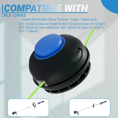 Replacement Bump Spool Head For Kobalt 24V String Trimmer Fits KST 2224B 03 2024A 03 4024A 03 1124B 03 Pre Wound Dual 0.080 Inch Line 16 Feet Easy Install Heavy Duty Weed Wacker Spool