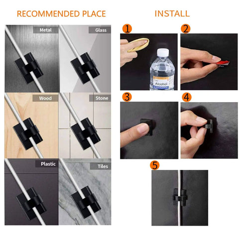 Adhesive Cable Clips 100 Pack Self Adhesive Wire Holders For Desk And Cable Management In Office, Home, And Car, Strong Grip Curved Inside Loop Fits Various Cables, Easy Peel And Stick, Keeps Cords Neat And Tidy, No Drilling