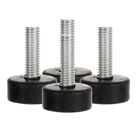 Four Pack Adjustable Rubber Feet For Furniture Levelers 25mm M8 Screws Heavy Duty Non Slip Table Leg Protectors, side view
