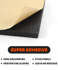 Heavy Duty 3/4 Inch Thick Neoprene Foam Sheet Roll With Snap And Peel Adhesive Backing For Dead Quiet Soundproofing And Zero Hassle Cosplay Padding In Sharp Black showing adhesive backing.