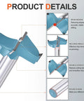 Product details of Straight Shooter 13/16 Inch Forstner Drill Bits showing spur design and double-edged cutting features.