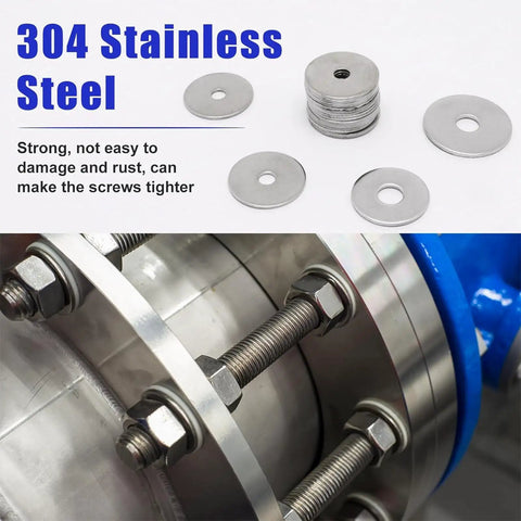 M8 X 24mm Fender Washers 304 Stainless Steel Large Flat Washers 2mm Thick for Screws and Bolts, rust resistant hardware