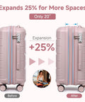 Somago nude-pink 20-inch carry-on luggage and 14-inch cosmetic case, polypropylene hardside with TSA lock and wheels
