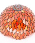 Stained Glass Tiffany Style Table Lamp With Red Wisteria Design, 12 Inch Shade, intricate red stained glass pattern