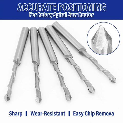 Pack Of 10 Drywall Router Bits Three Sixteenth Inch Shank M2 High Speed Steel Cutting Bits for spiral saw on display