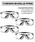 Four Pack Safety Glasses Set With Clear Anti Fog Lenses For Men And Women, adjustable eye protection goggles with wide vision