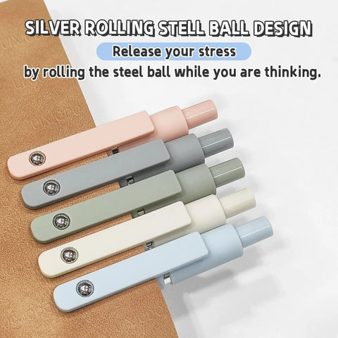 Five Pack Gel Pens 0.5mm Fine Point Black Ink With Super Soft Grip for Smooth Writing in Morandi color set on notebook
