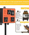 Automatic Vacuum Switch For Power Tools With Dual Outlets And Auto On Off Mode With Delay, orange unit shown with three outlets