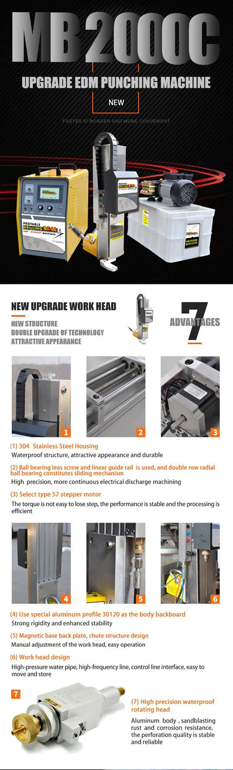 Portable 1500W EDM Drilling Machine With Depth Setting For Micro Holes 0.5-3mm shown with features and components