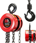 Heavy Duty 3 Ton Manual Chain Hoist With 6000 Lb Capacity And 10 Foot Travel Built Like A Tank For Rough Shop Jobs Alloy Steel Construction close-up of hooks and chain.