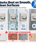 Badass Heavy Duty Adhesive Hooks, 3 Pack Rust Proof Steel Wall Grips on tile, glass, marble, and metal surfaces.