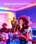 Musicians playing with colorful 100 Ft RGB LED Strip Lights With Remote And App Control For Bedroom TV And Kitchen Decor Bluetooth Music Sync