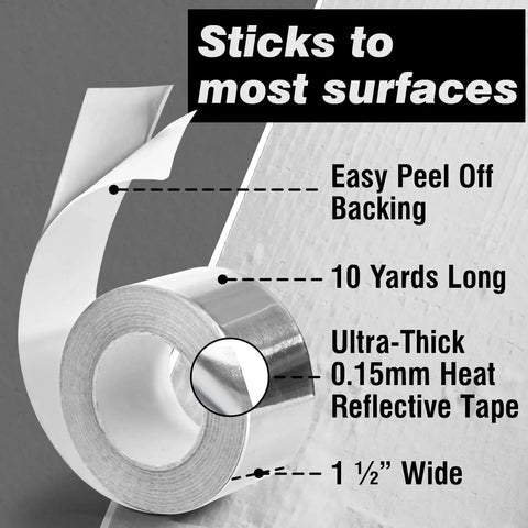 Heavy Duty High Temperature Aluminum Foil Tape 30 Ft By 1.5 In 0.15 mm Thick Silver Heat Resistant Ductwork Sealant Waterproof