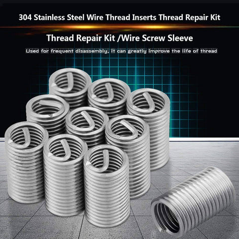 10 Pcs M8x1.25 Helicoil Thread Repair Kit In 304 Stainless Steel, Durable Wire Screw Sleeve Inserts For Damaged Threads