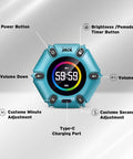 Magnetic Visual Timer With Flip Countdown And Silent Alarm For Work Study And Kitchen, Turquoise timer with controls labeled.