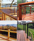 Composite of deck railings with 316 Stainless Steel 1/8 Inch Aircraft Cable Rope For Deck Railing Kits And DIY Balustrades.