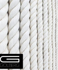 Close-up of All Natural White Cotton Rope, Three Quarter Inch Diameter, One Hundred Feet Long, showing texture and material.