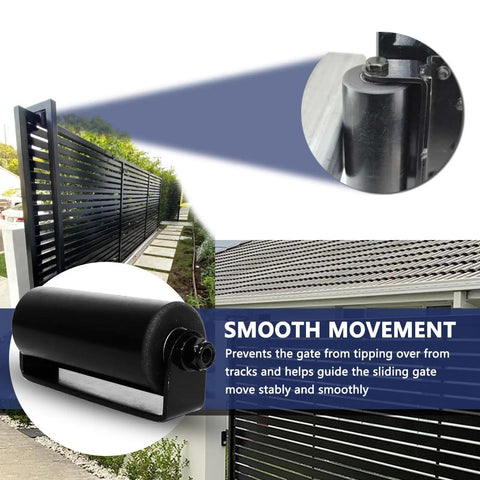 Two Pack Sliding Gate Guide Rollers With Post Welded Bracket Heavy Duty Sealed Ball Bearing Side Rollers 6 Inch UV Coated