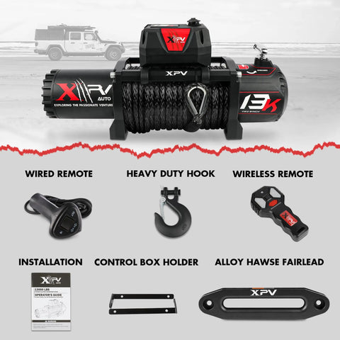 Beefy 13000Lb Synthetic Rope Electric Winch For 4x4 Off Road Trucks And SUVs Waterproof With Wireless Remote DK Series